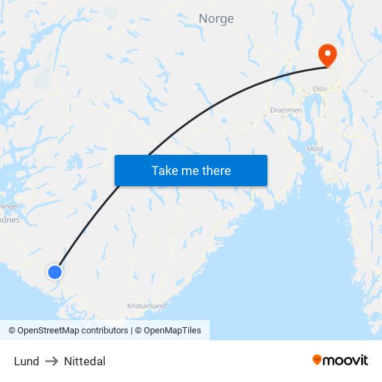 Lund to Nittedal map