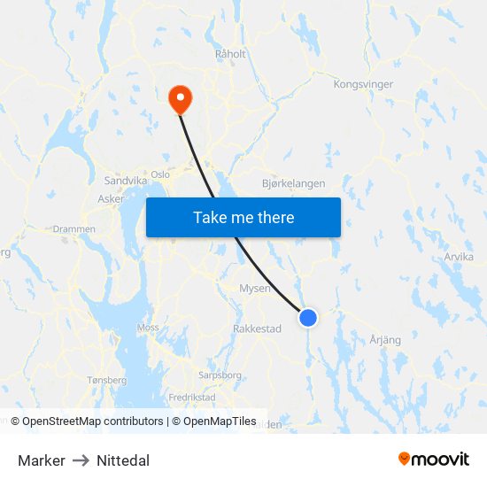 Marker to Nittedal map