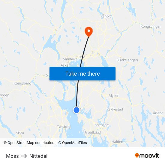 Moss to Nittedal map