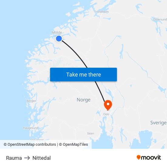 Rauma to Nittedal map