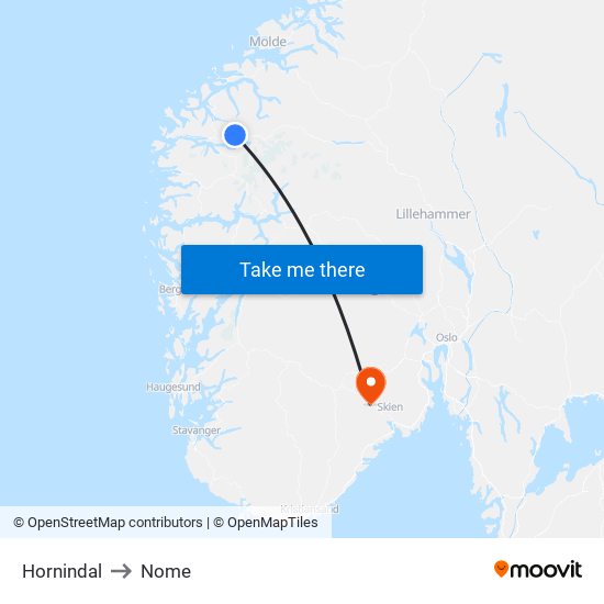 Hornindal to Nome map