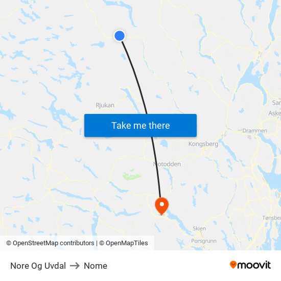 Nore Og Uvdal to Nome map