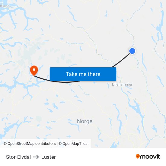 Stor-Elvdal to Luster map