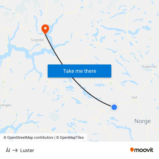 Ål to Luster map