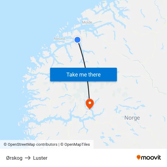 Ørskog to Luster map