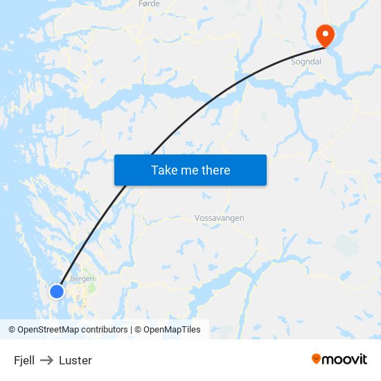 Fjell to Luster map