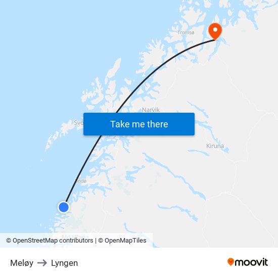 Meløy to Lyngen map