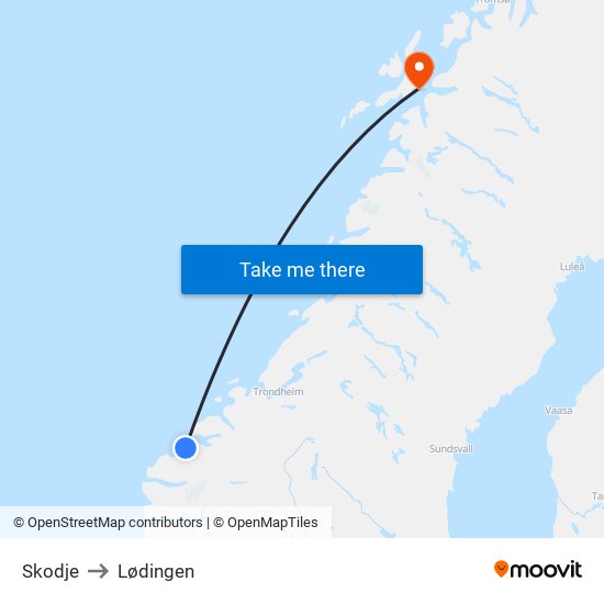 Skodje to Lødingen map