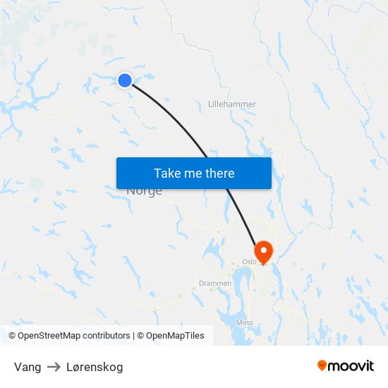 Vang to Lørenskog map