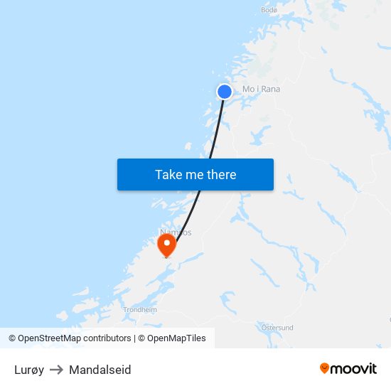 Lurøy to Mandalseid map