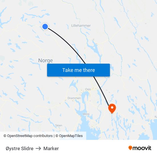 Øystre Slidre to Marker map