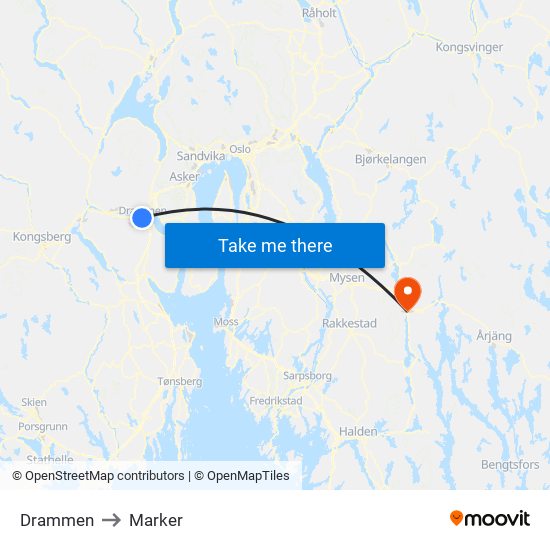 Drammen to Marker map