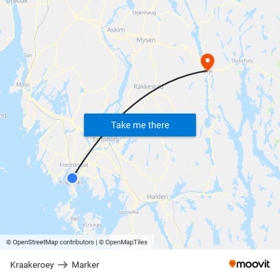 Kraakeroey to Marker map