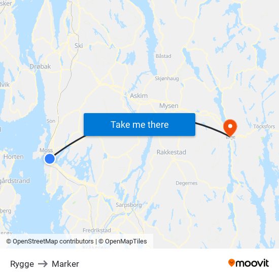 Rygge to Marker map