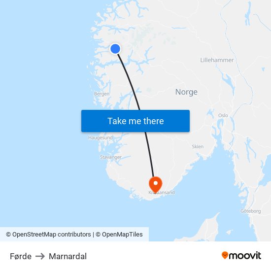 Førde to Marnardal map