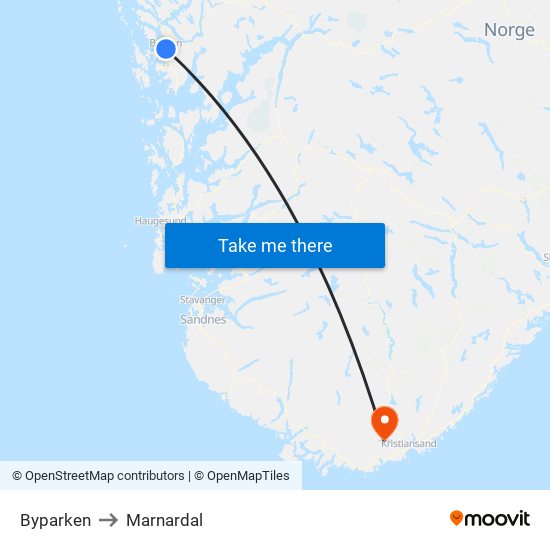 Byparken to Marnardal map