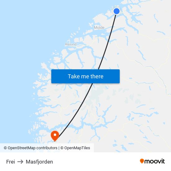 Frei to Masfjorden map