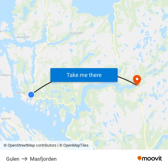 Gulen to Masfjorden map