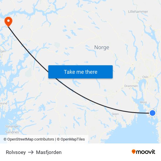 Rolvsoey to Masfjorden map