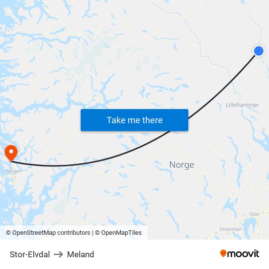 Stor-Elvdal to Meland map