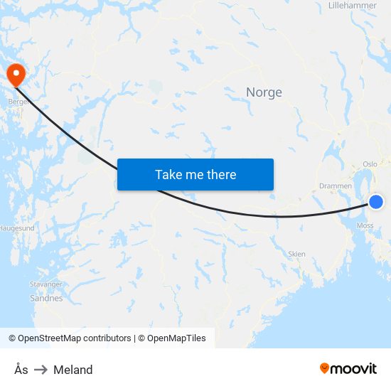 Ås to Meland map