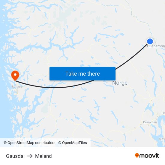 Gausdal to Meland map