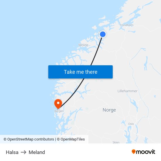 Halsa to Meland map