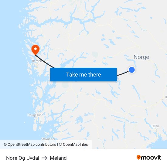 Nore Og Uvdal to Meland map