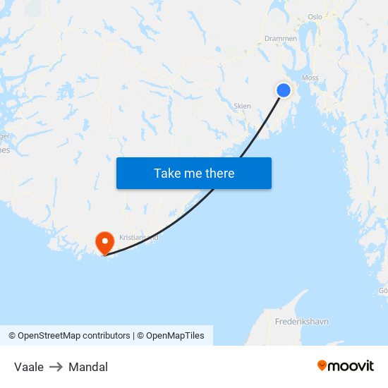 Vaale to Mandal map