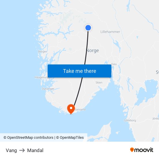 Vang to Mandal map