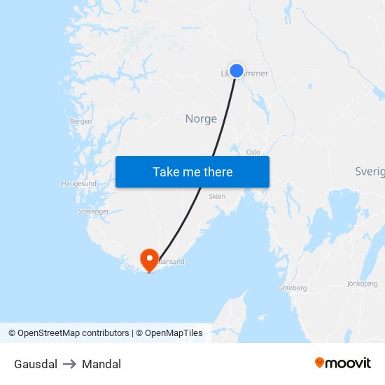 Gausdal to Mandal map