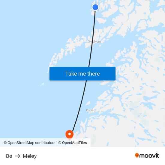 Bø to Meløy map