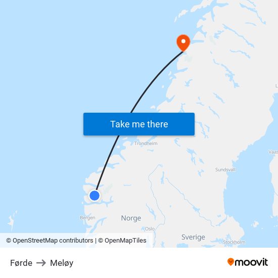 Førde to Meløy map