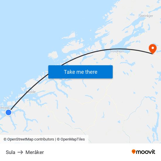 Sula to Meråker map