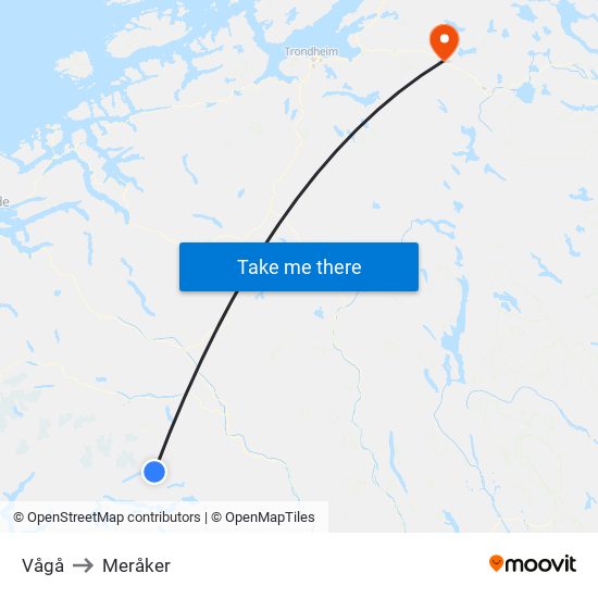 Vågå to Meråker map