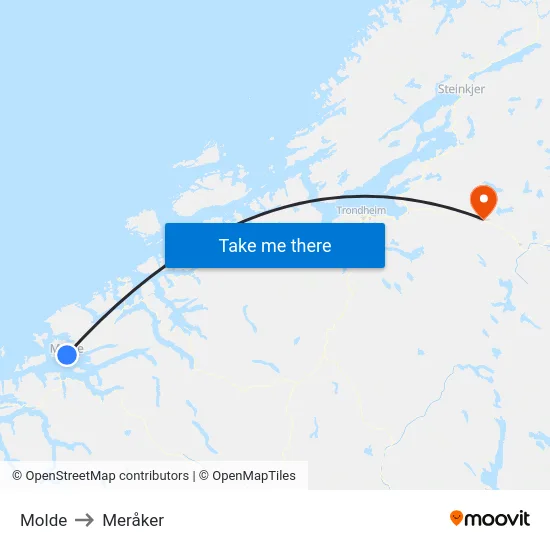 Molde to Meråker map
