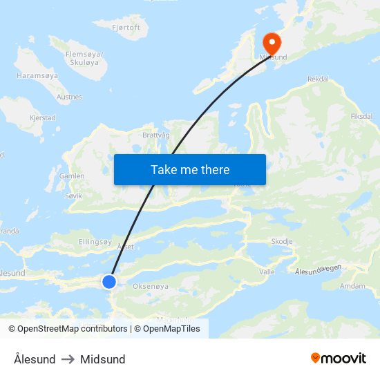 Ålesund to Midsund map