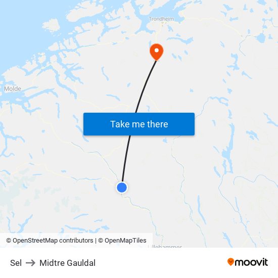 Sel to Midtre Gauldal map