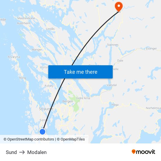 Sund to Modalen map