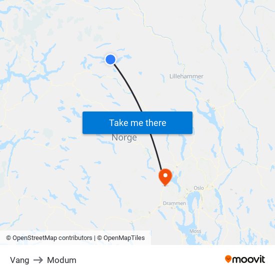 Vang to Modum map