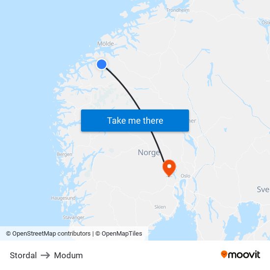 Stordal to Modum map