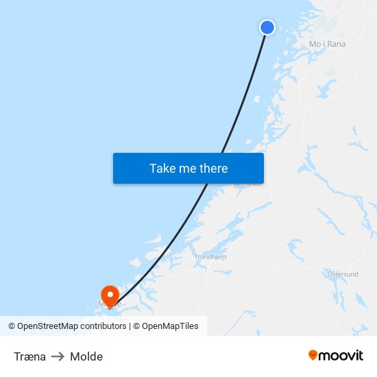 Træna to Molde map