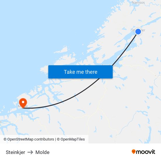 Steinkjer to Molde map