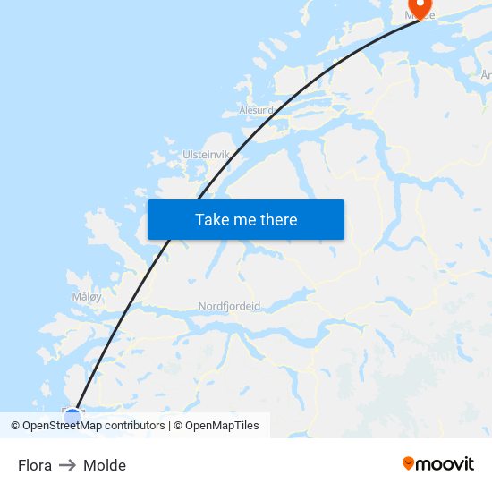 Flora to Molde map