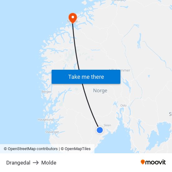 Drangedal to Molde map