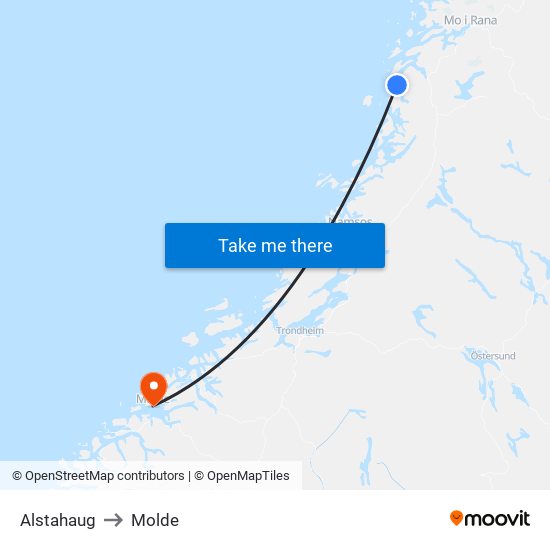 Alstahaug to Molde map