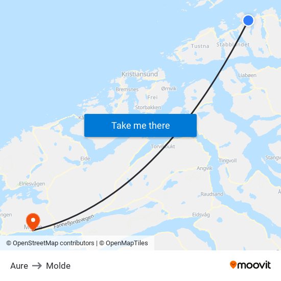 Aure to Molde map
