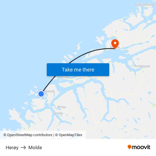 Herøy to Molde map