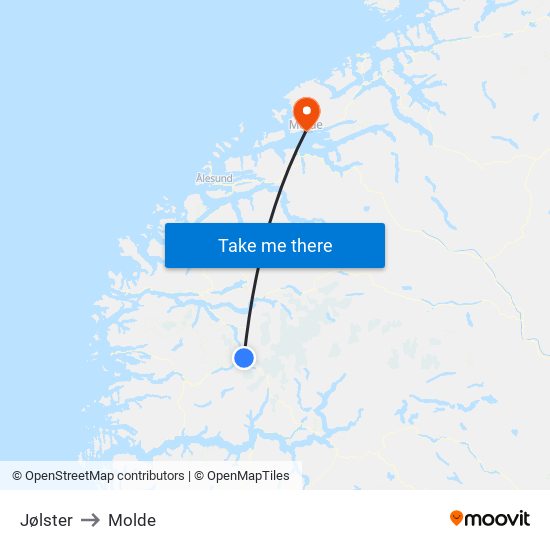 Jølster to Molde map