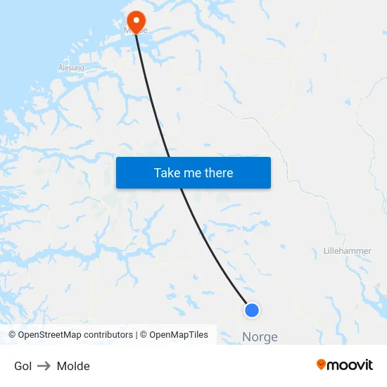 Gol to Molde map